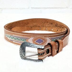 SILVER CREEK Leather Native Western Belt